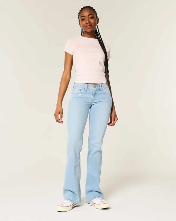 Low-Rise Star Embroidery Bootcut Jeans Low-Rise Star Embroidery Bootcut Jeans