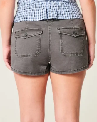 Low-Rise Twill Shortie Shorts