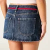 Low-Rise Waist Tie Denim Mini Skort Low-Rise Waist Tie Denim Mini Skort