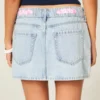 Low-Rise Waist Tie Denim Mini Skort Low-Rise Waist Tie Denim Mini Skort