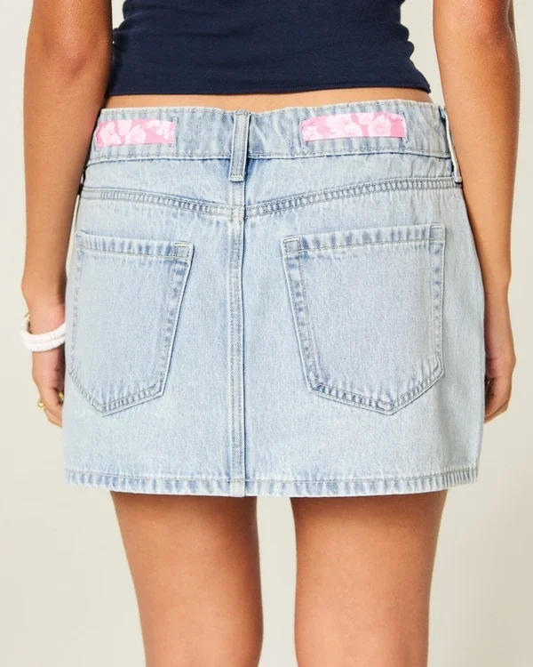 Low-Rise Waist Tie Denim Mini Skort Low-Rise Waist Tie Denim Mini Skort