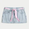 Low-Rise Waist Tie Denim Mini Skort Low-Rise Waist Tie Denim Mini Skort