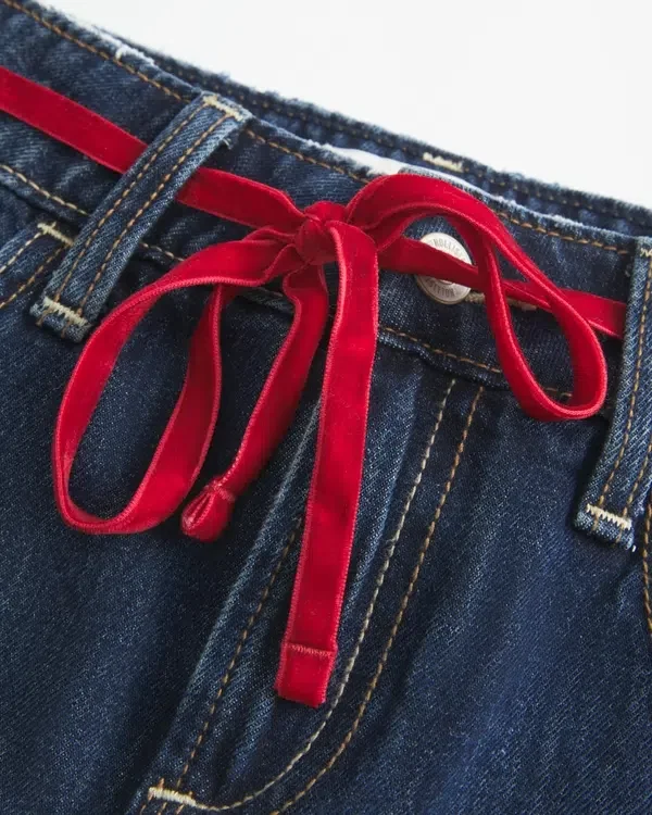 Low-Rise Waist Tie Denim Mini Skort Low-Rise Waist Tie Denim Mini Skort