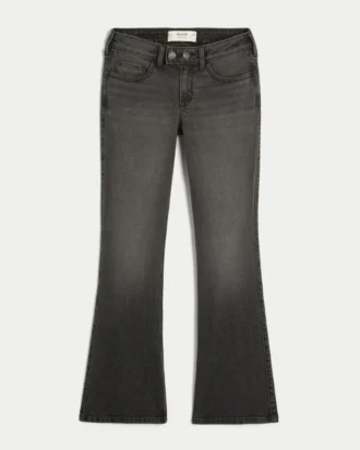 Low-Rise Washed Black Bootcut Jeans