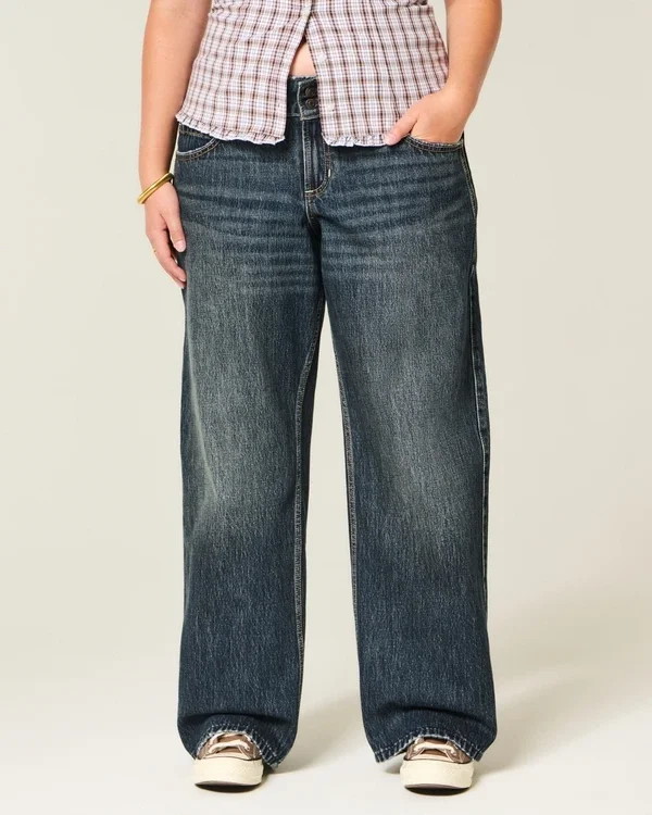 Low-Rise Y2K Dark Wash Baggy Jeans Low-Rise Y2K Dark Wash Baggy Jeans