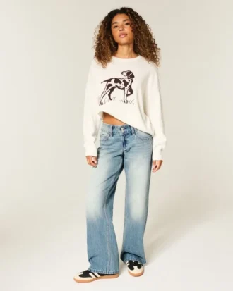 Low-Rise Y2K Medium Wash Baggy Jeans Low-Rise Y2K Medium Wash Baggy Jeans