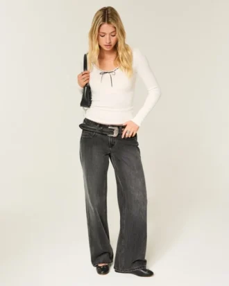 Low-Rise Y2K Washed Black Baggy Jeans Low-Rise Y2K Washed Black Baggy Jeans