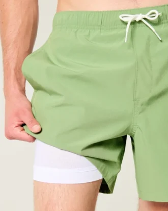 Malibu Beach Graphic Mid-Thigh Volley Swim Trunks