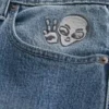 Medium Wash Alien Graphic Baggy Jeans