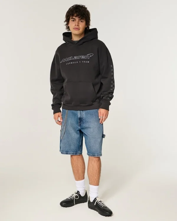 Medium Wash Baggy Denim Painter Shorts Medium Wash Baggy Denim Painter Shorts