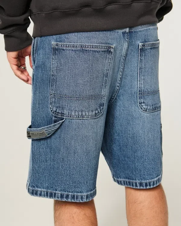 Medium Wash Baggy Denim Painter Shorts Medium Wash Baggy Denim Painter Shorts