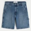 Medium Wash Baggy Denim Painter Shorts Medium Wash Baggy Denim Painter Shorts