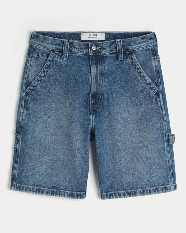 Medium Wash Baggy Denim Painter Shorts Medium Wash Baggy Denim Painter Shorts