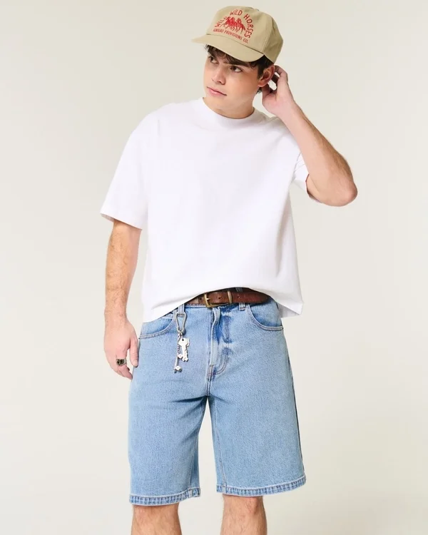 Medium Wash Baggy Denim Shorts Medium Wash Baggy Denim Shorts