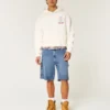 Medium Wash Baggy Painter Denim Shorts Medium Wash Baggy Painter Denim Shorts