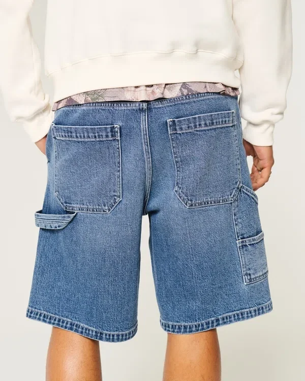 Medium Wash Baggy Painter Denim Shorts Medium Wash Baggy Painter Denim Shorts
