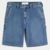 Medium Wash Baggy Painter Denim Shorts Medium Wash Baggy Painter Denim Shorts