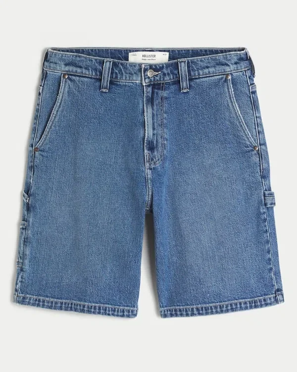 Medium Wash Baggy Painter Denim Shorts Medium Wash Baggy Painter Denim Shorts