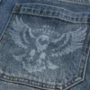 Medium Wash Eagle Graphic Skater Baggy Jeans
