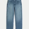 Medium Wash Flame Graphic Baggy Jeans