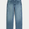 Medium Wash Flame Graphic Baggy Jeans