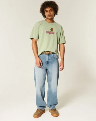 Medium Wash Skater Baggy Jeans