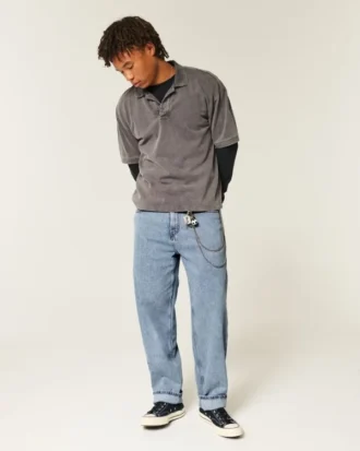 Medium Wash Skater Baggy Jeans
