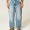 Medium Wash Skater Baggy Jeans