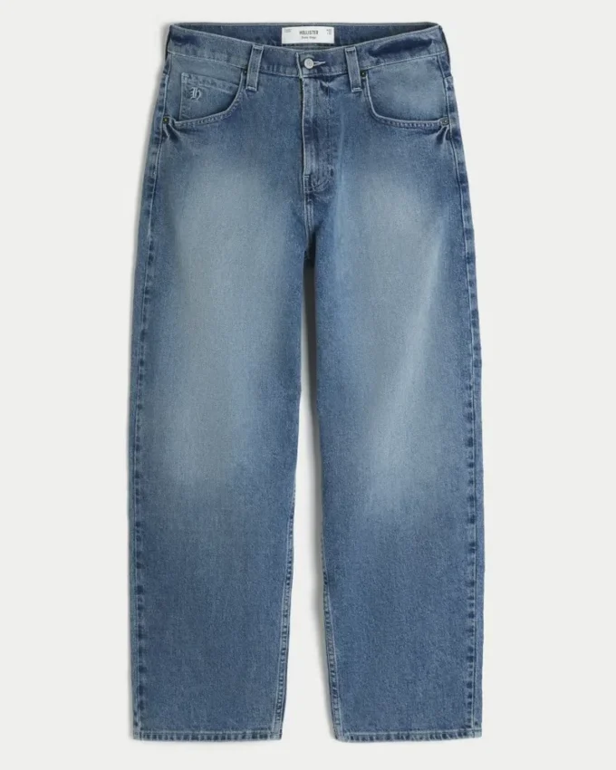 Medium Wash Skater Baggy Jeans