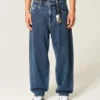 Medium Wash Star Graphic Skater Baggy Jeans