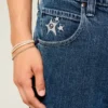 Medium Wash Star Graphic Skater Baggy Jeans