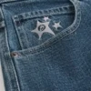 Medium Wash Star Graphic Skater Baggy Jeans