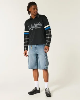 Medium Wash Super Baggy Denim Cargo Shorts Medium Wash Super Baggy Denim Cargo Shorts