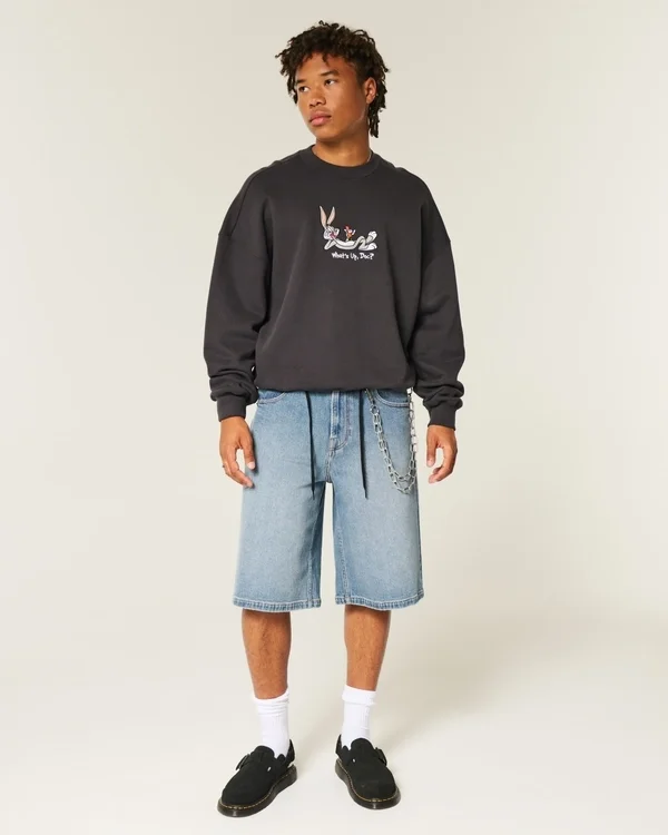 Medium Wash Super Baggy Denim Shorts Medium Wash Super Baggy Denim Shorts