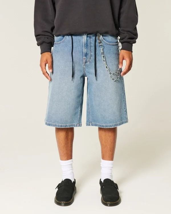 Medium Wash Super Baggy Denim Shorts Medium Wash Super Baggy Denim Shorts
