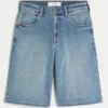 Medium Wash Super Baggy Denim Shorts Medium Wash Super Baggy Denim Shorts