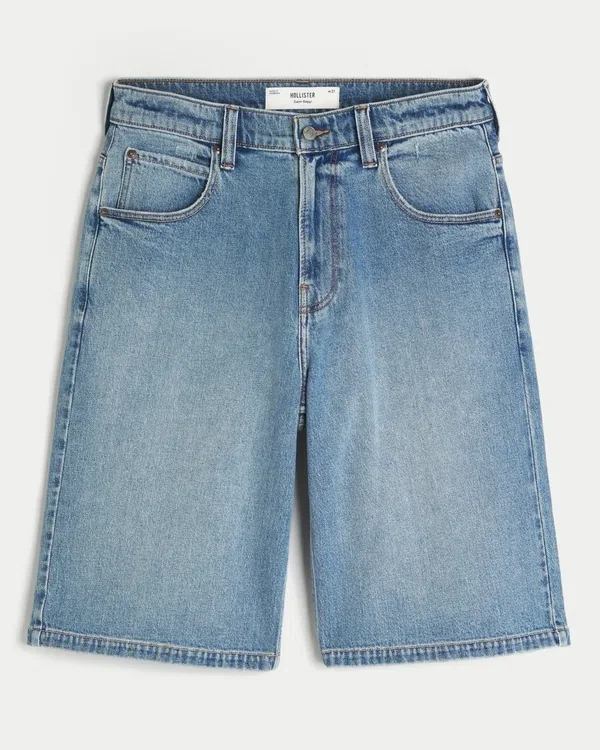Medium Wash Super Baggy Denim Shorts Medium Wash Super Baggy Denim Shorts
