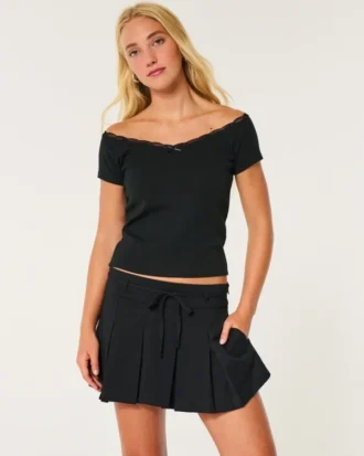 Mid-Rise Pleated Mini Skort Mid-Rise Pleated Mini Skort