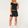 Mid-Rise Pleated Mini Skort