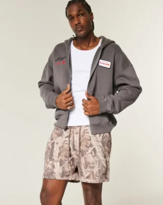 Mid-Thigh Camo Loose Fleece Shorts