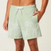 Mid-Thigh Embroidered Volley Swim Trunks