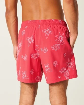 Mid-Thigh Embroidered Volley Swim Trunks