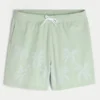 Mid-Thigh Embroidered Volley Swim Trunks