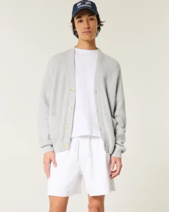 Mid-Thigh Linen-Blend Pull-On Shorts