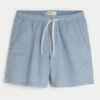 Mid-Thigh Linen-Blend Pull-On Shorts
