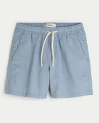 Mid-Thigh Linen-Blend Pull-On Shorts