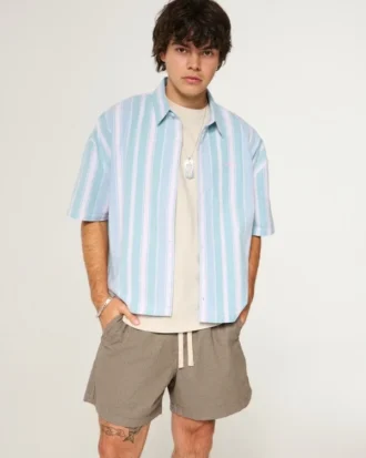 Mid-Thigh Linen-Blend Pull-On Shorts