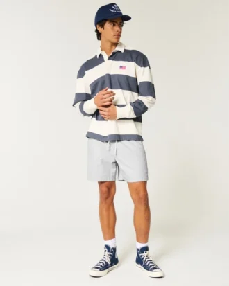 Mid-Thigh Linen-Blend Pull-On Shorts