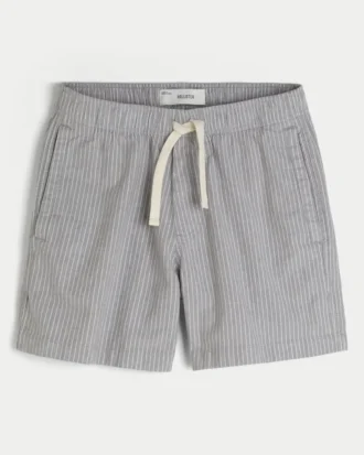Mid-Thigh Linen-Blend Pull-On Shorts