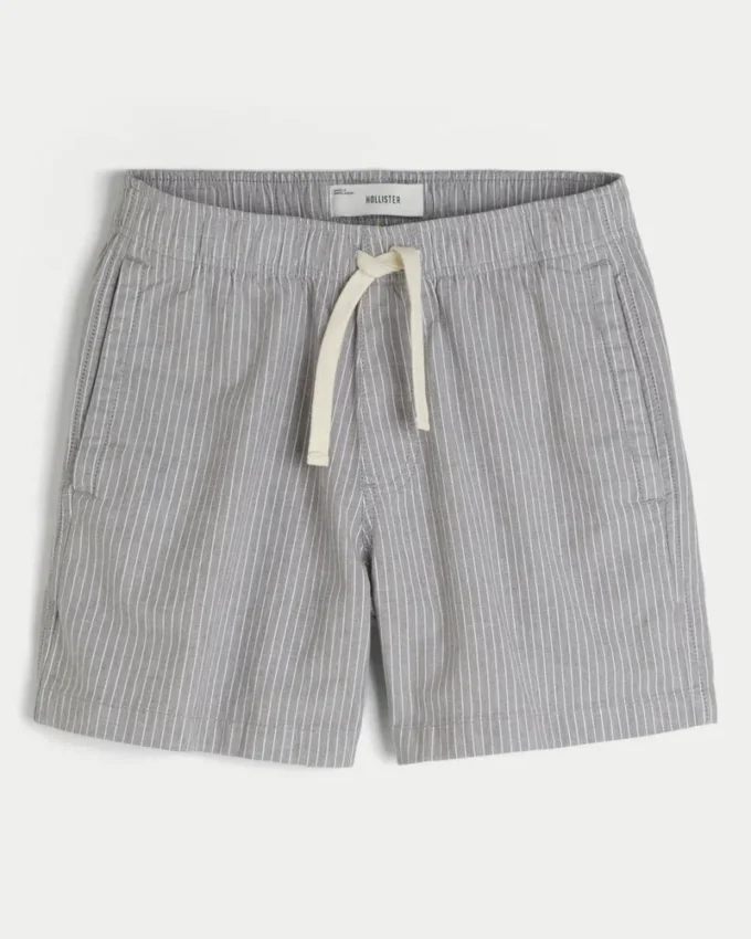Mid-Thigh Linen-Blend Pull-On Shorts